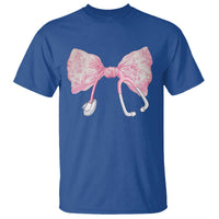 Pink Coquette Nurse T Shirt Toile de Jouy Stethoscope Bow - Wonder Print Shop