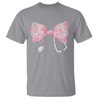 Pink Coquette Nurse T Shirt Toile de Jouy Stethoscope Bow - Wonder Print Shop