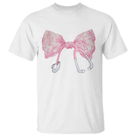 Pink Coquette Nurse T Shirt Toile de Jouy Stethoscope Bow - Wonder Print Shop