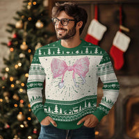 Pink Coquette Nurse Ugly Christmas Sweater Toile de Jouy Stethoscope Bow - Wonder Print Shop