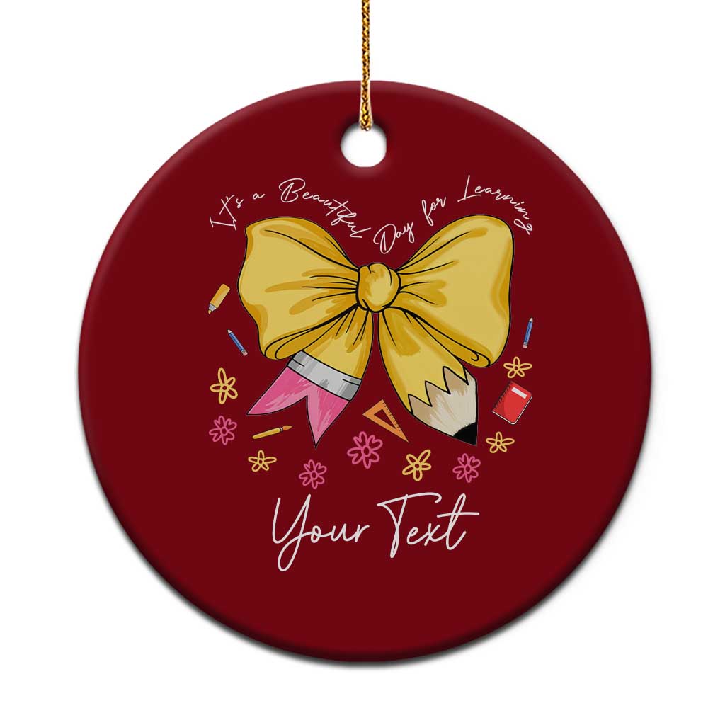 Personalized Teacher Coquette Bow Ceramic Ornament Custom Name Cute Teacher Appreciation Gift - Wonder Print Shop