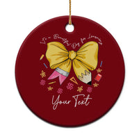 Personalized Teacher Coquette Bow Ceramic Ornament Custom Name Cute Teacher Appreciation Gift - Wonder Print Shop