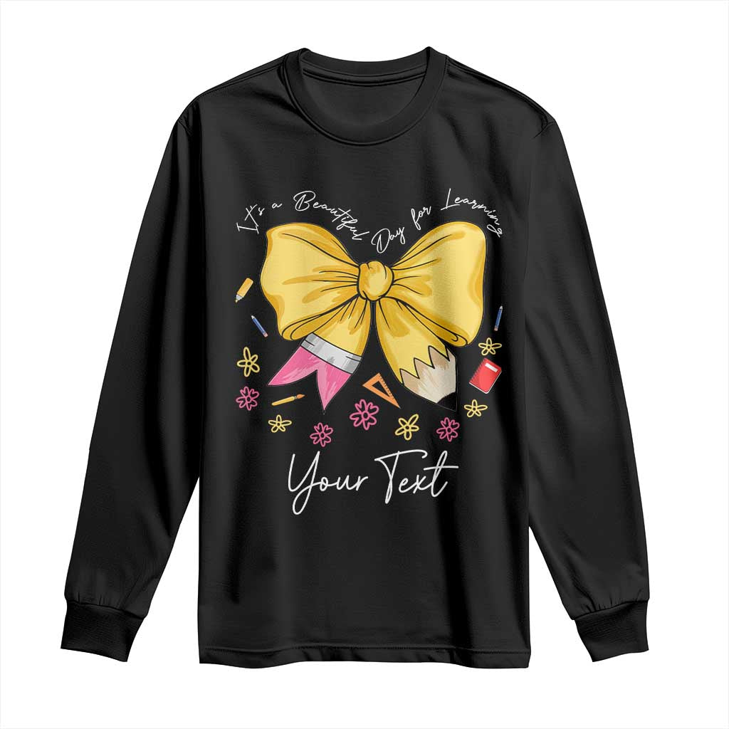 Personalized Teacher Coquette Bow Long Sleeve Shirt Custom Name Cute Teacher Appreciation Gift - Wonder Print Shop