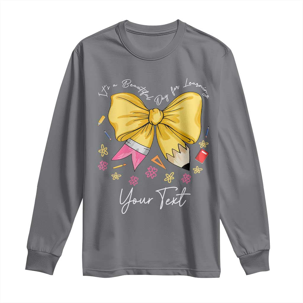 Personalized Teacher Coquette Bow Long Sleeve Shirt Custom Name Cute Teacher Appreciation Gift - Wonder Print Shop