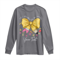 Personalized Teacher Coquette Bow Long Sleeve Shirt Custom Name Cute Teacher Appreciation Gift - Wonder Print Shop