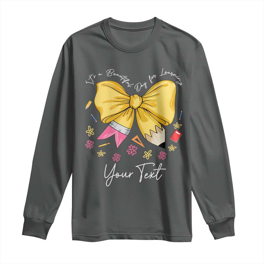 Personalized Teacher Coquette Bow Long Sleeve Shirt Custom Name Cute Teacher Appreciation Gift - Wonder Print Shop