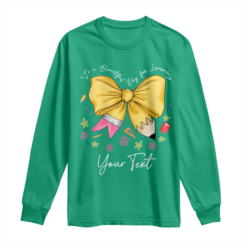 Personalized Teacher Coquette Bow Long Sleeve Shirt Custom Name Cute Teacher Appreciation Gift - Wonder Print Shop