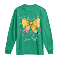 Personalized Teacher Coquette Bow Long Sleeve Shirt Custom Name Cute Teacher Appreciation Gift - Wonder Print Shop