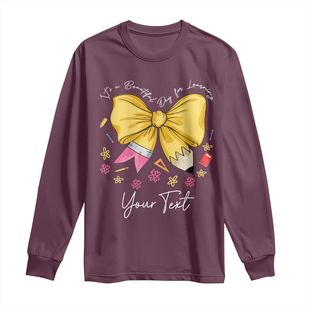 Personalized Teacher Coquette Bow Long Sleeve Shirt Custom Name Cute Teacher Appreciation Gift - Wonder Print Shop