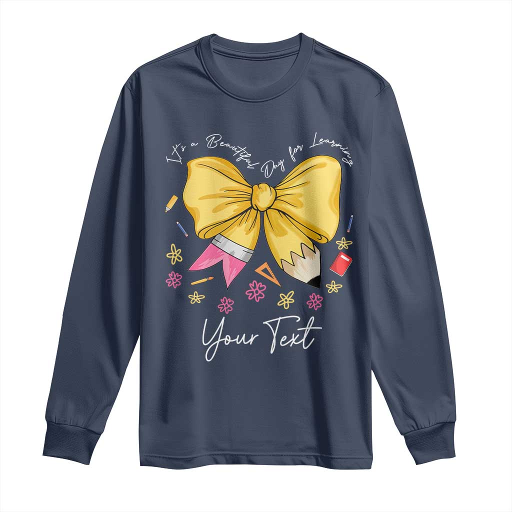 Personalized Teacher Coquette Bow Long Sleeve Shirt Custom Name Cute Teacher Appreciation Gift - Wonder Print Shop
