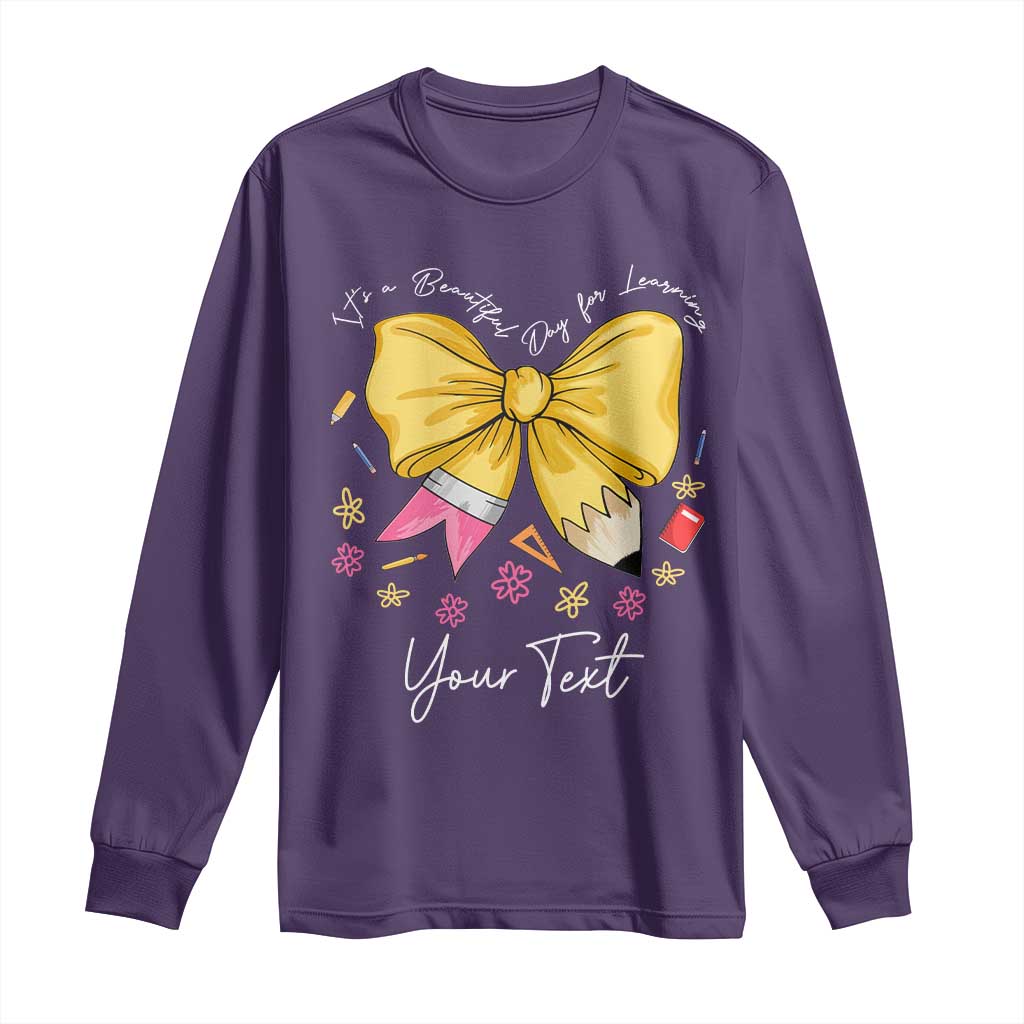 Personalized Teacher Coquette Bow Long Sleeve Shirt Custom Name Cute Teacher Appreciation Gift - Wonder Print Shop