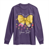 Personalized Teacher Coquette Bow Long Sleeve Shirt Custom Name Cute Teacher Appreciation Gift - Wonder Print Shop