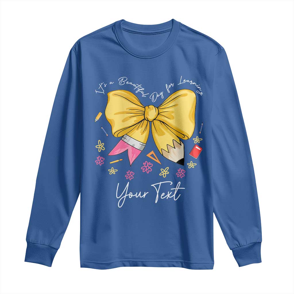 Personalized Teacher Coquette Bow Long Sleeve Shirt Custom Name Cute Teacher Appreciation Gift - Wonder Print Shop
