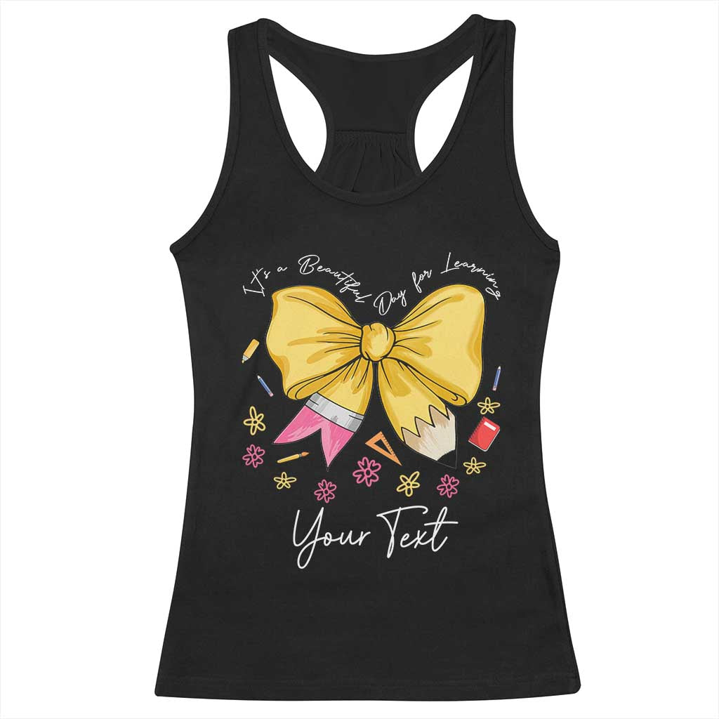 Personalized Teacher Coquette Bow Racerback Tank Top Custom Name Cute Teacher Appreciation Gift - Wonder Print Shop