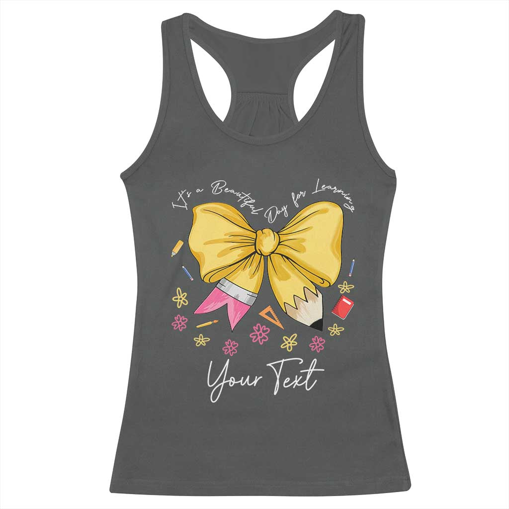 Personalized Teacher Coquette Bow Racerback Tank Top Custom Name Cute Teacher Appreciation Gift - Wonder Print Shop