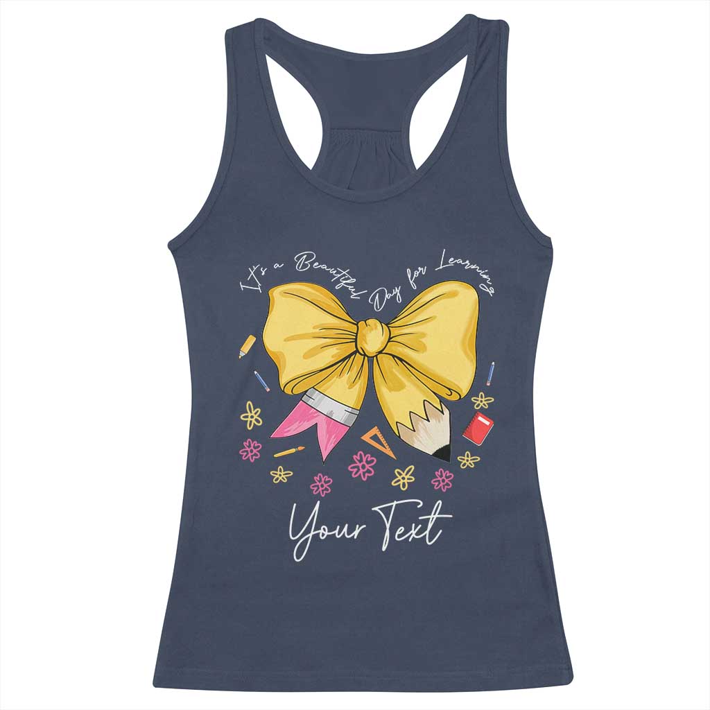 Personalized Teacher Coquette Bow Racerback Tank Top Custom Name Cute Teacher Appreciation Gift - Wonder Print Shop