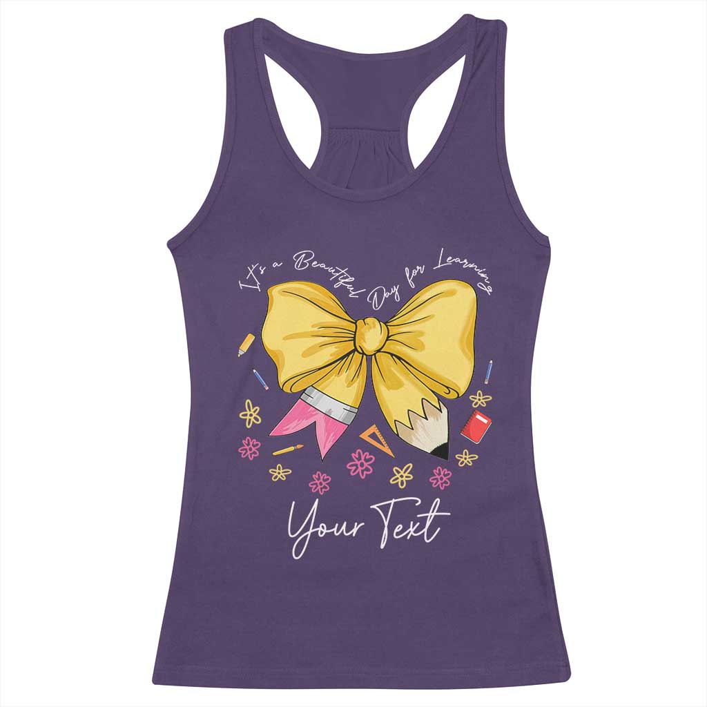 Personalized Teacher Coquette Bow Racerback Tank Top Custom Name Cute Teacher Appreciation Gift - Wonder Print Shop