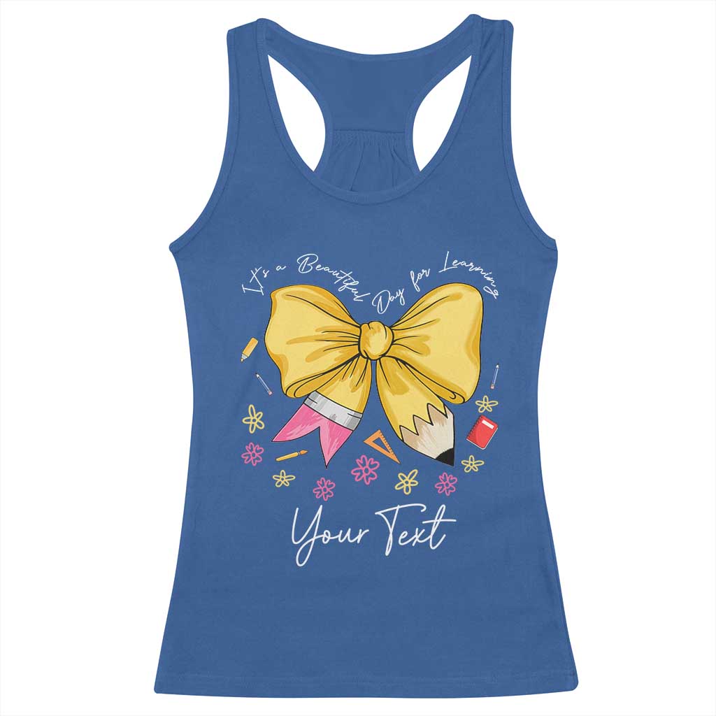 Personalized Teacher Coquette Bow Racerback Tank Top Custom Name Cute Teacher Appreciation Gift - Wonder Print Shop