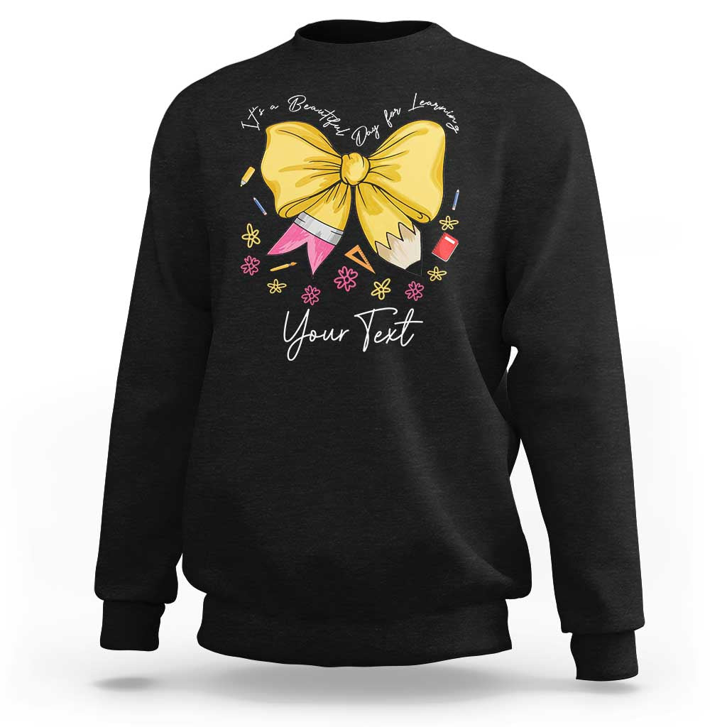 Personalized Teacher Coquette Bow Sweatshirt Custom Name Cute Teacher Appreciation Gift - Wonder Print Shop