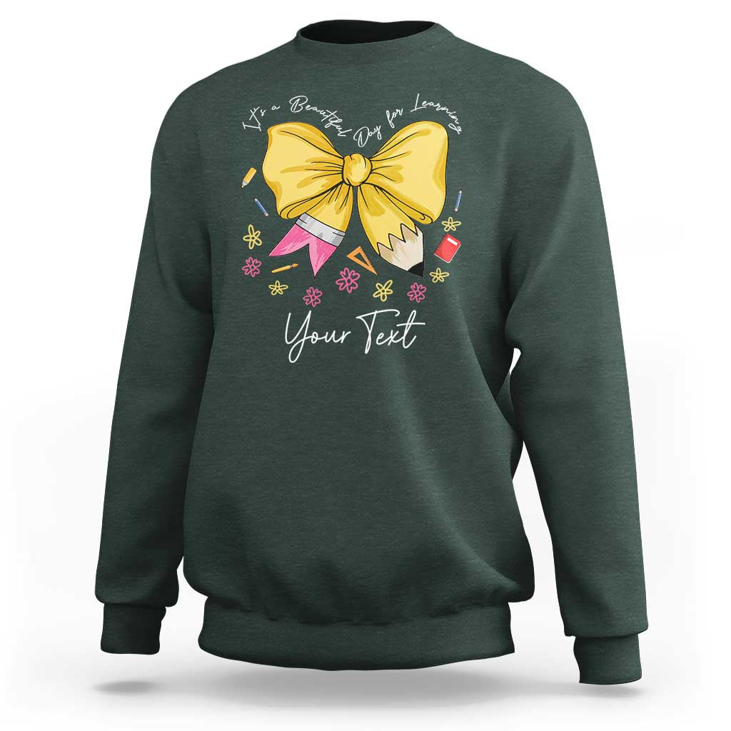 Personalized Teacher Coquette Bow Sweatshirt Custom Name Cute Teacher Appreciation Gift - Wonder Print Shop
