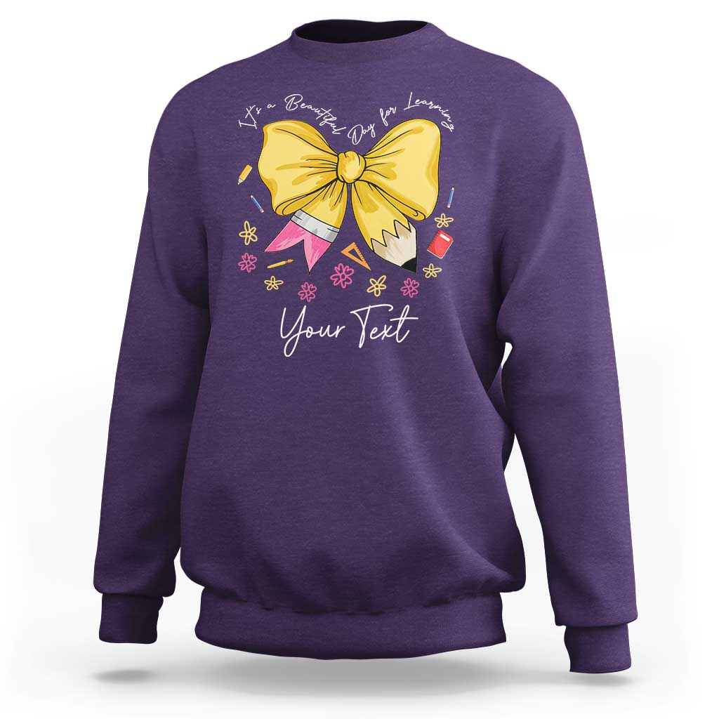 Personalized Teacher Coquette Bow Sweatshirt Custom Name Cute Teacher Appreciation Gift - Wonder Print Shop