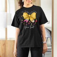 Personalized Teacher Coquette Bow T Shirt For Women Custom Name Cute Teacher Appreciation Gift - Wonder Print Shop