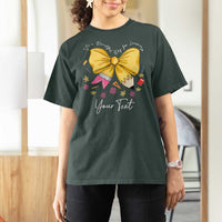 Personalized Teacher Coquette Bow T Shirt For Women Custom Name Cute Teacher Appreciation Gift - Wonder Print Shop