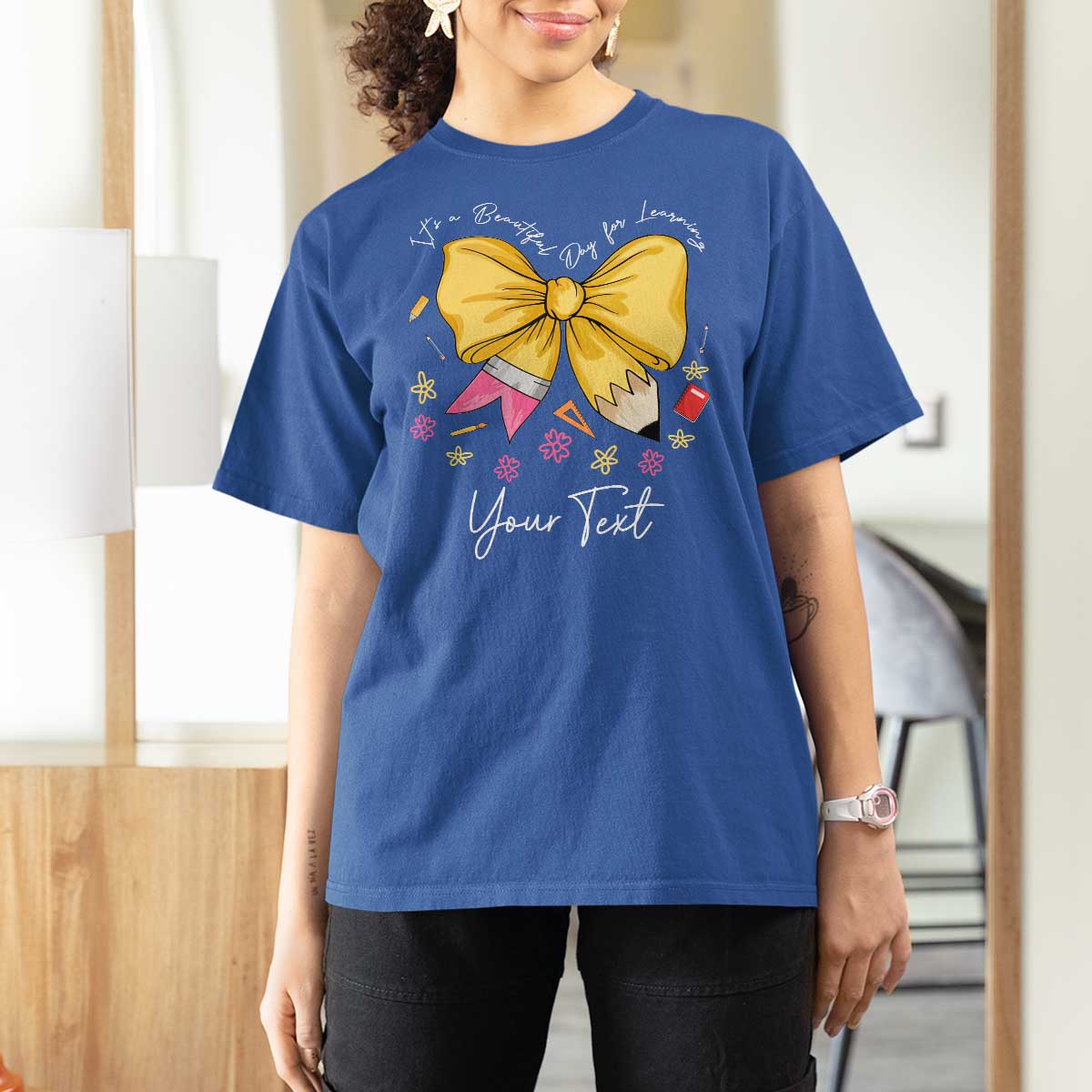 Personalized Teacher Coquette Bow T Shirt For Women Custom Name Cute Teacher Appreciation Gift - Wonder Print Shop