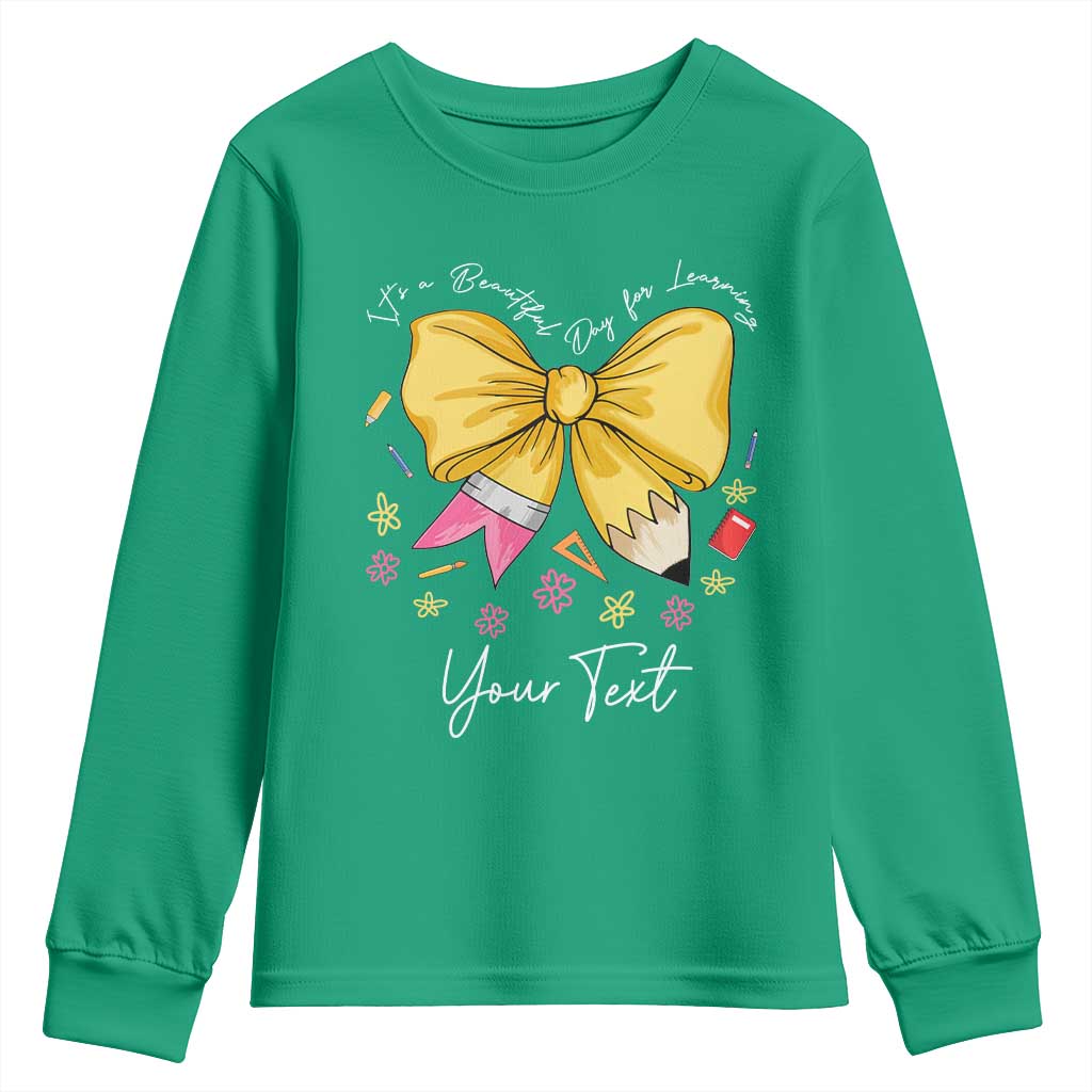 Personalized Teacher Coquette Bow Youth Sweatshirt Custom Name Cute Teacher Appreciation Gift - Wonder Print Shop