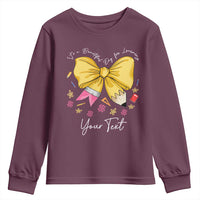 Personalized Teacher Coquette Bow Youth Sweatshirt Custom Name Cute Teacher Appreciation Gift - Wonder Print Shop