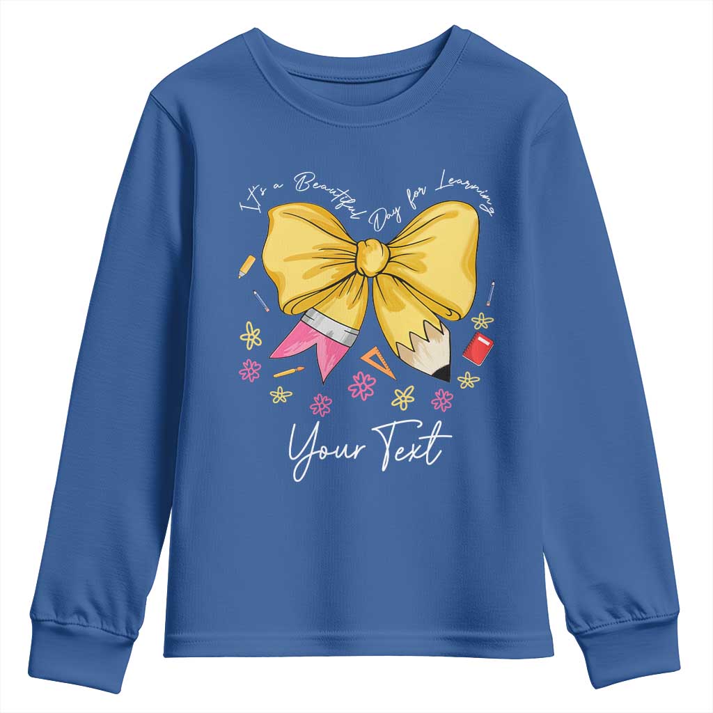 Personalized Teacher Coquette Bow Youth Sweatshirt Custom Name Cute Teacher Appreciation Gift - Wonder Print Shop