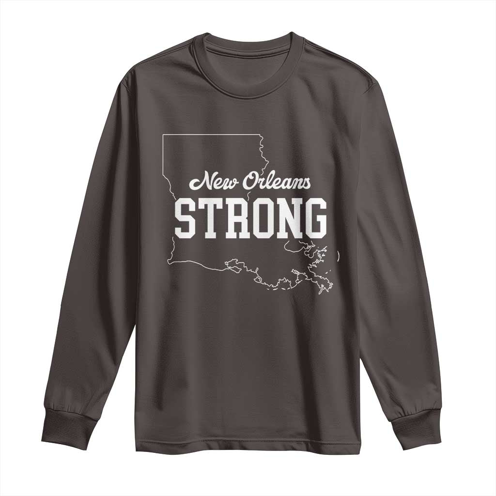 Nola Strong Long Sleeve Shirt Support Louisiana 2025 New Orleans Map