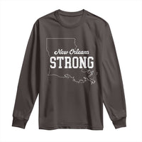 Nola Strong Long Sleeve Shirt Support Louisiana 2025 New Orleans Map