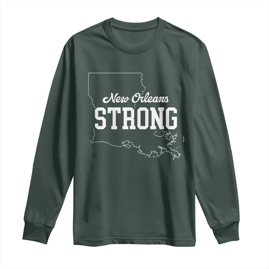 Nola Strong Long Sleeve Shirt Support Louisiana 2025 New Orleans Map