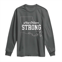 Nola Strong Long Sleeve Shirt Support Louisiana 2025 New Orleans Map