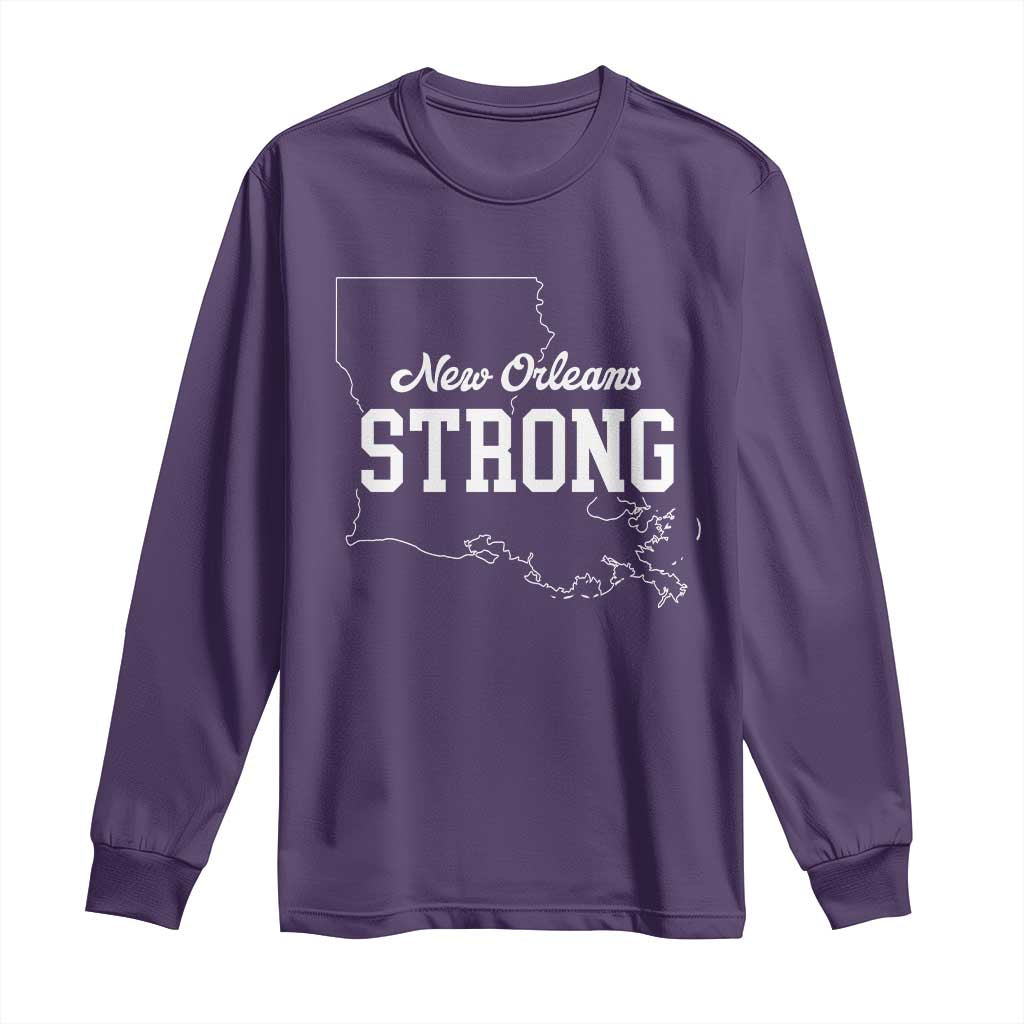 Nola Strong Long Sleeve Shirt Support Louisiana 2025 New Orleans Map