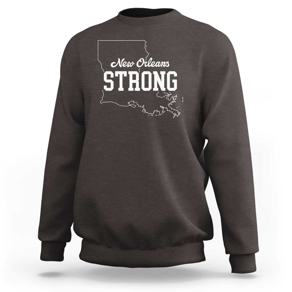 Nola Strong Sweatshirt Support Louisiana 2025 New Orleans Map