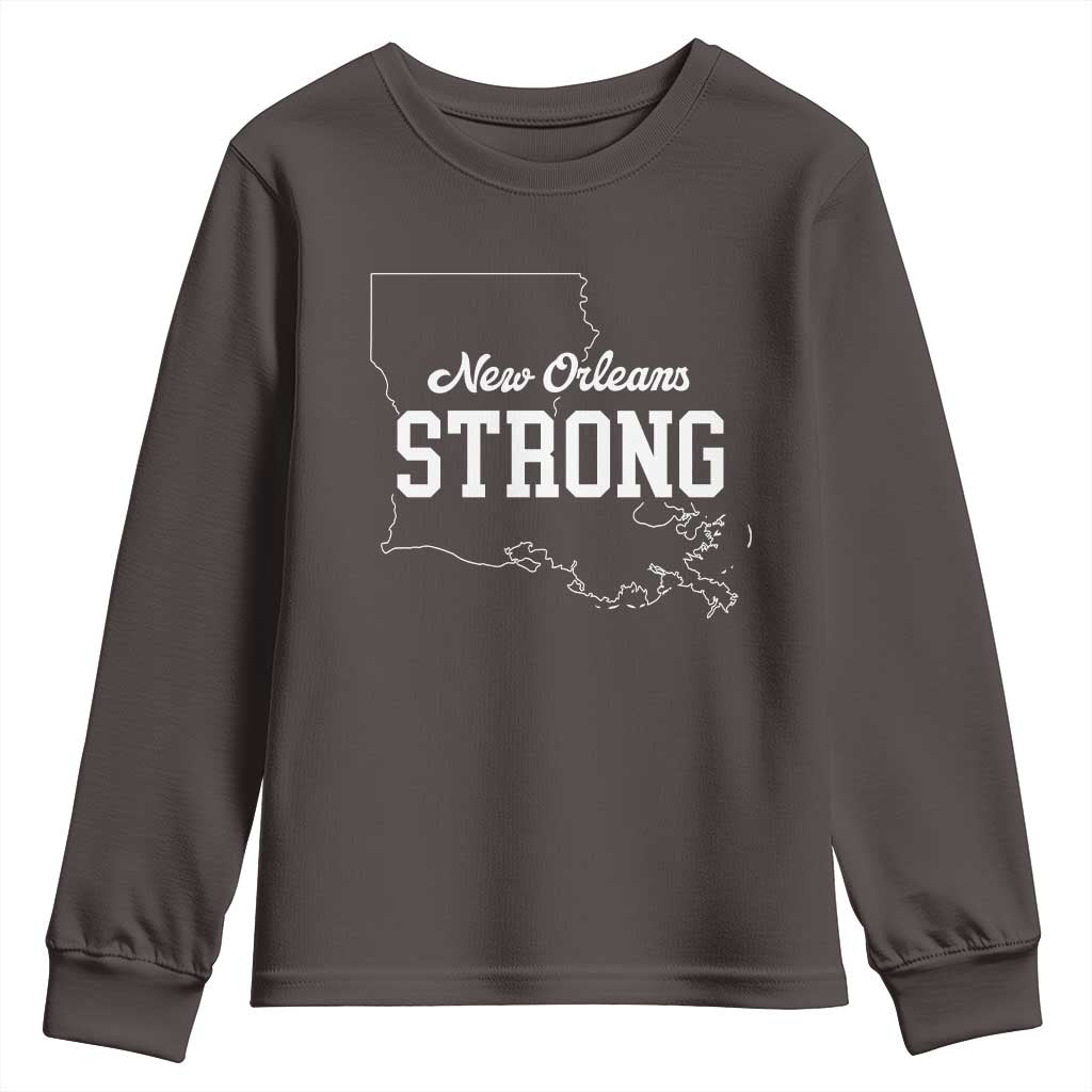 Nola Strong Youth Sweatshirt Support Louisiana 2025 New Orleans Map