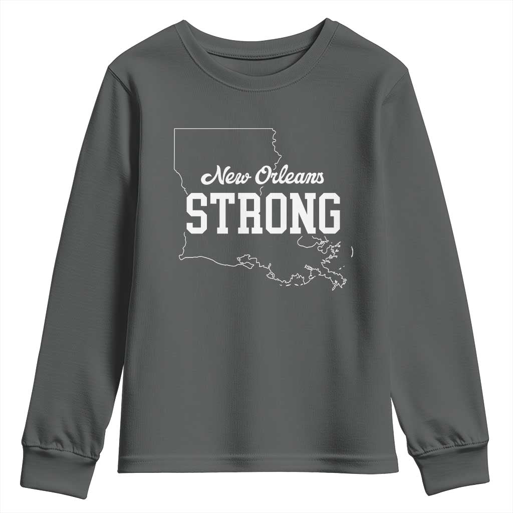 Nola Strong Youth Sweatshirt Support Louisiana 2025 New Orleans Map