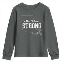 Nola Strong Youth Sweatshirt Support Louisiana 2025 New Orleans Map