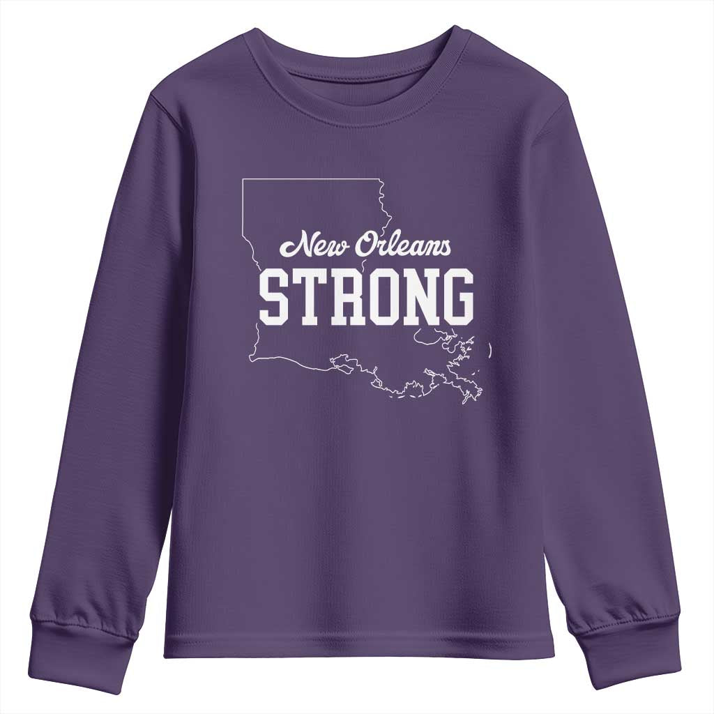 Nola Strong Youth Sweatshirt Support Louisiana 2025 New Orleans Map