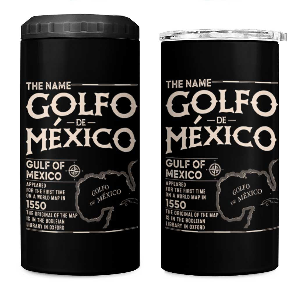 Gulf Of Mexico 4 in 1 Can Cooler Tumbler 1672 Historic Map Coast Mexico Lover
