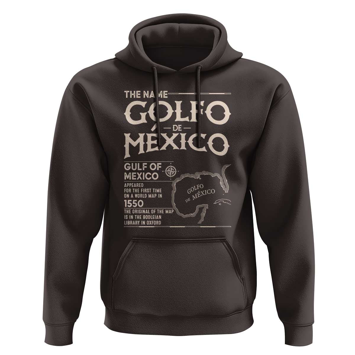Gulf Of Mexico Hoodie 1672 Historic Map Coast Mexico Lover