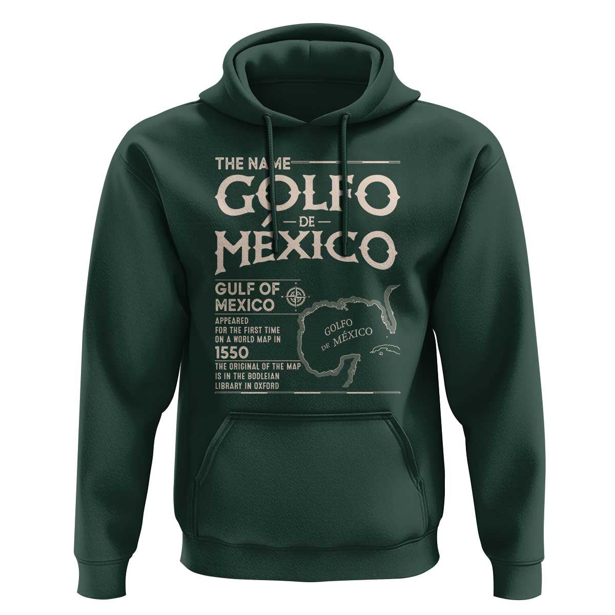 Gulf Of Mexico Hoodie 1672 Historic Map Coast Mexico Lover