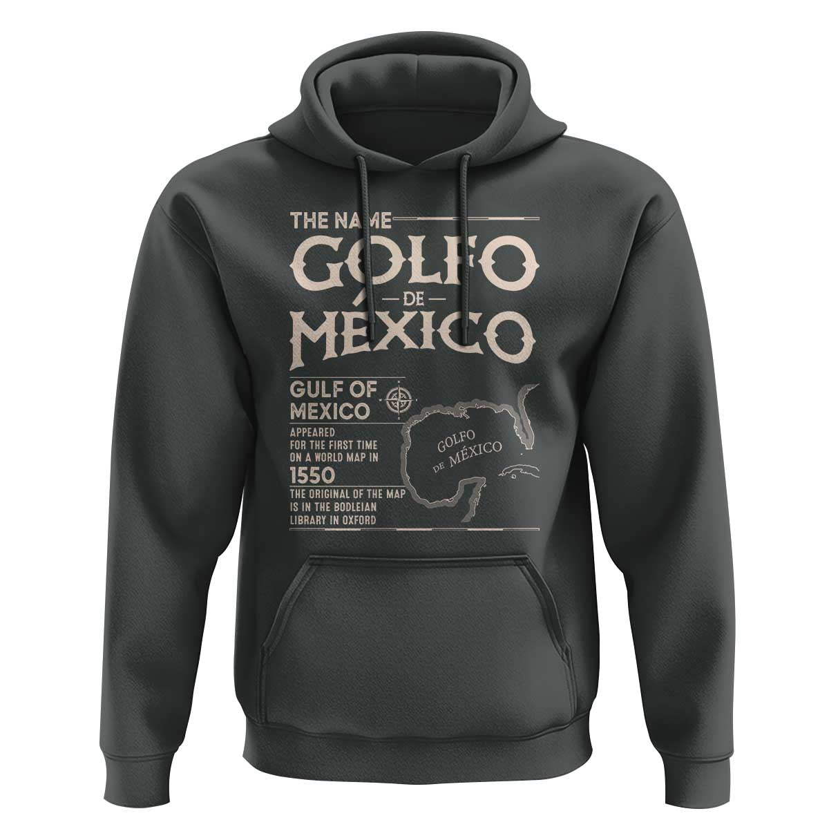 Gulf Of Mexico Hoodie 1672 Historic Map Coast Mexico Lover