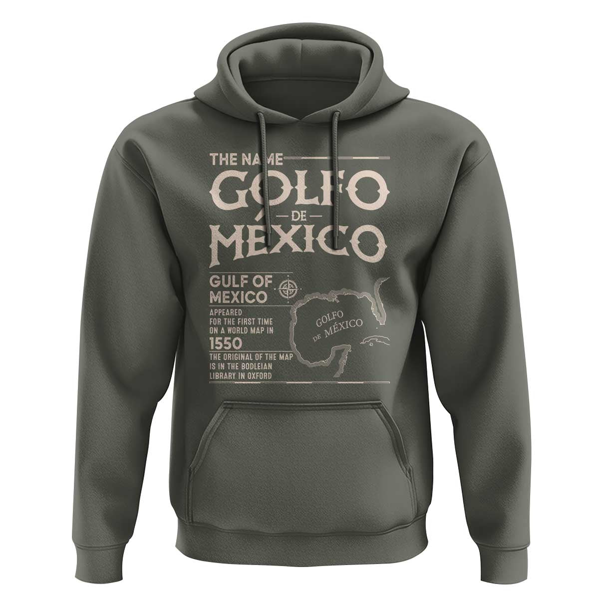 Gulf Of Mexico Hoodie 1672 Historic Map Coast Mexico Lover