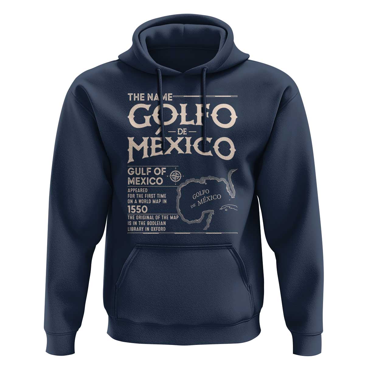 Gulf Of Mexico Hoodie 1672 Historic Map Coast Mexico Lover