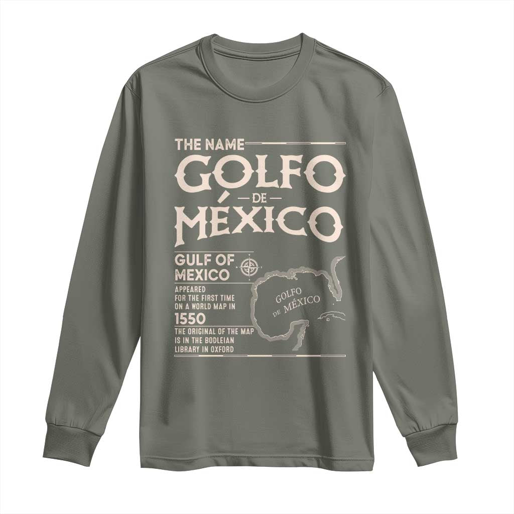 Gulf Of Mexico Long Sleeve Shirt 1672 Historic Map Coast Mexico Lover
