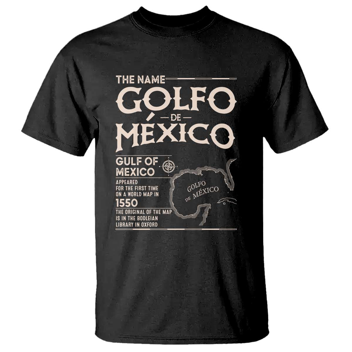 Gulf Of Mexico T Shirt 1672 Historic Map Coast Mexico Lover