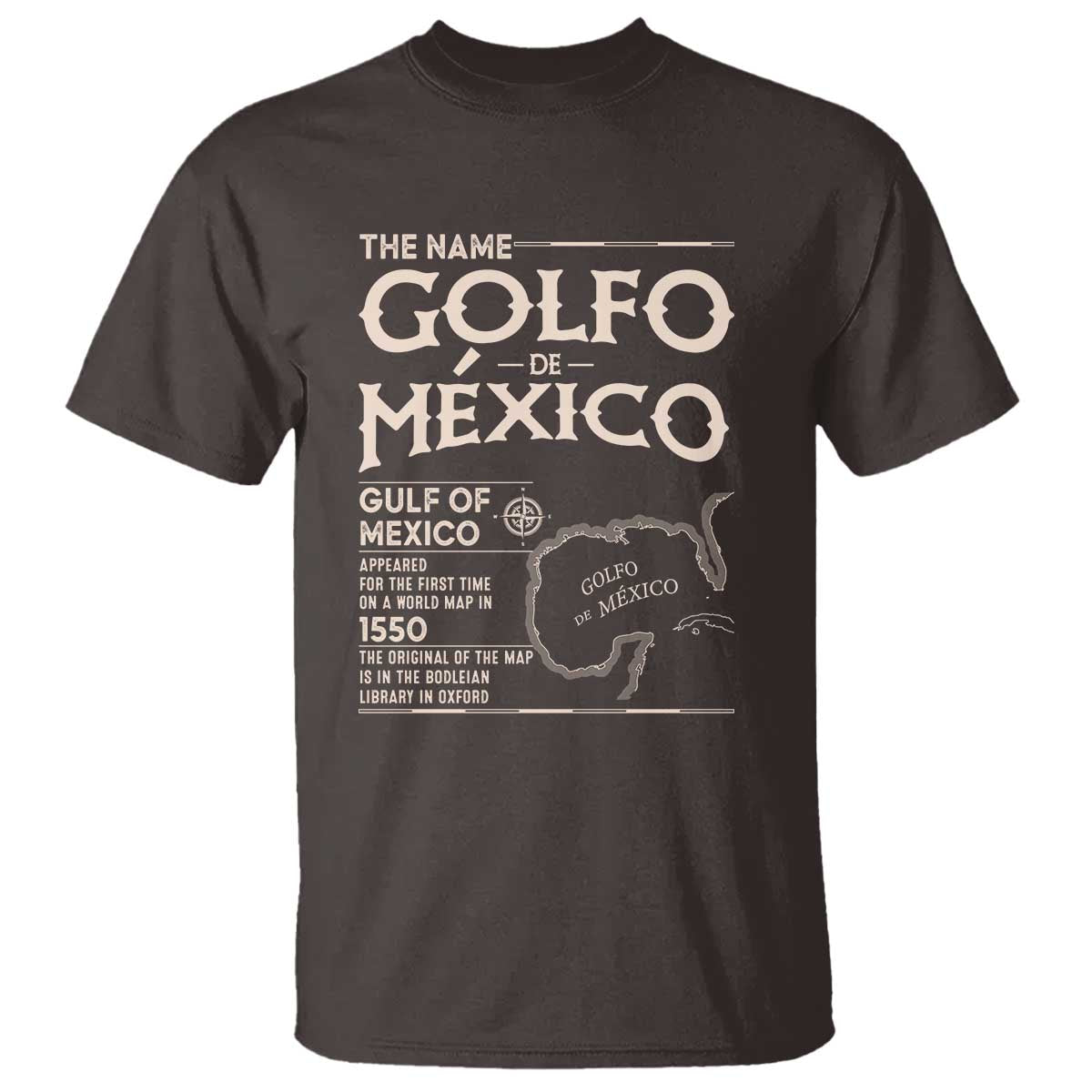 Gulf Of Mexico T Shirt 1672 Historic Map Coast Mexico Lover
